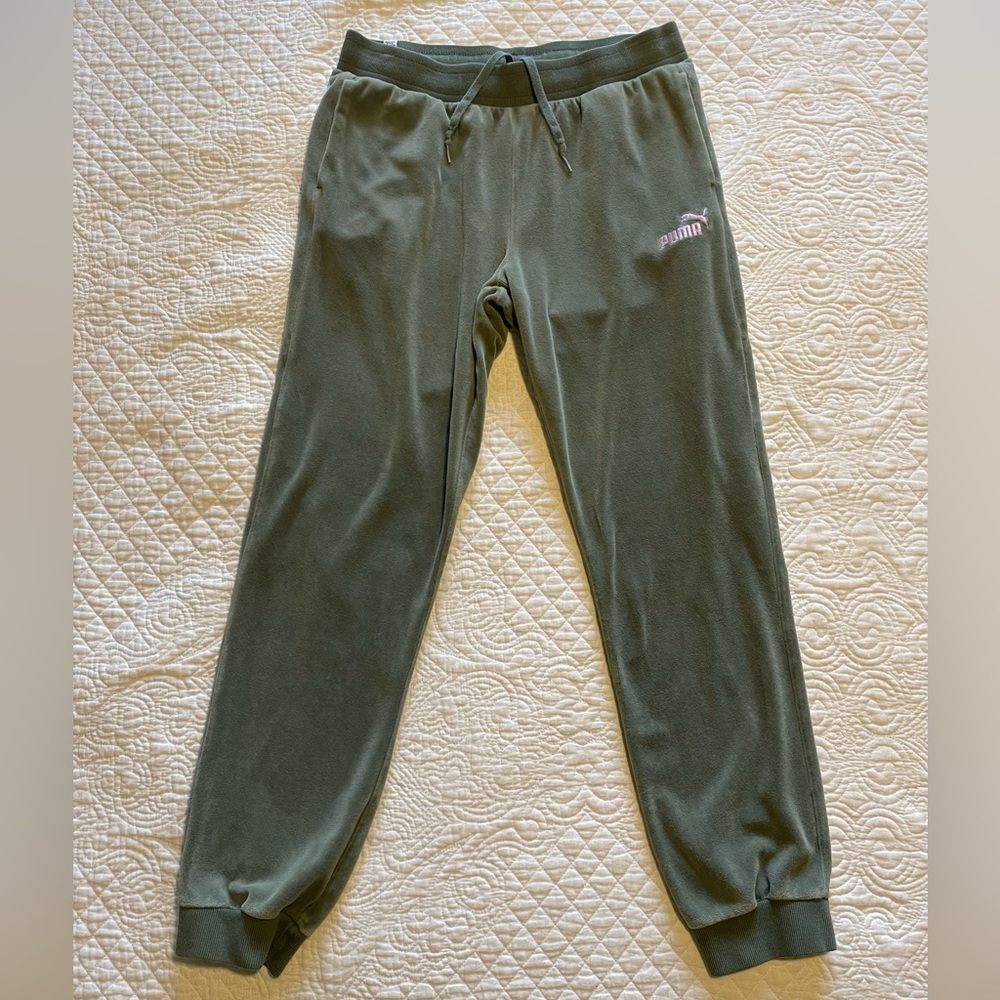 PUMA Green Velour Joggers